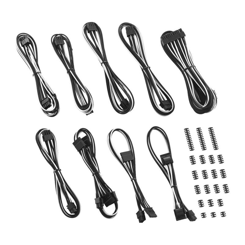 CableMod E-Series Classic ModFlex Sleeved Cable Kit for EVGA G/G+ / P/P+ / T (Black + White) - Image 1